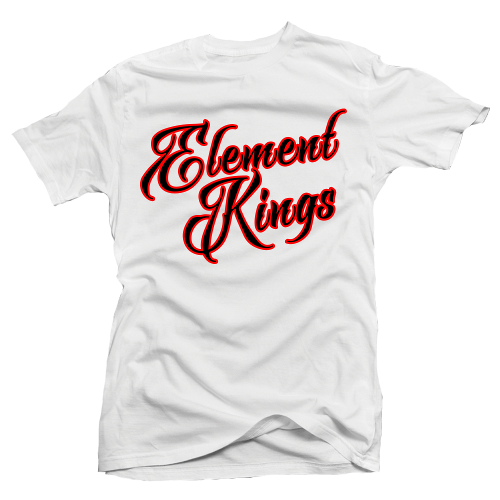 Element Kings Black Script/Red Border White T-Shirt