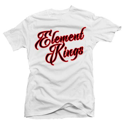 Element Kings Black Script/Red Border White T-Shirt