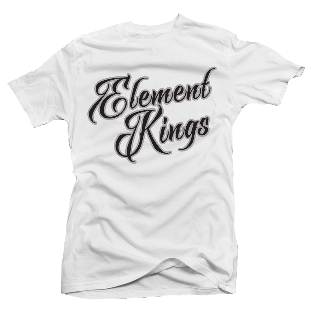 Element Kings Black Script/Grey Border White T-Shirt