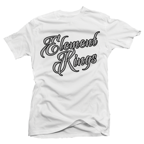 Element Kings Grey Script/Black Border White T-Shirt