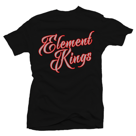 Element Kings Grey Script/Red Border Black T-Shirt