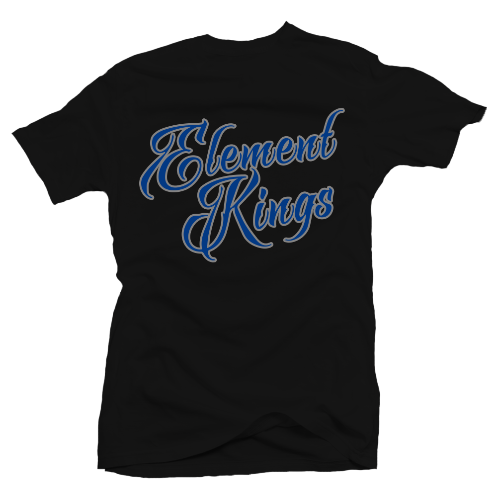 Element Kings Blue Script/Grey Border Black T-Shirt
