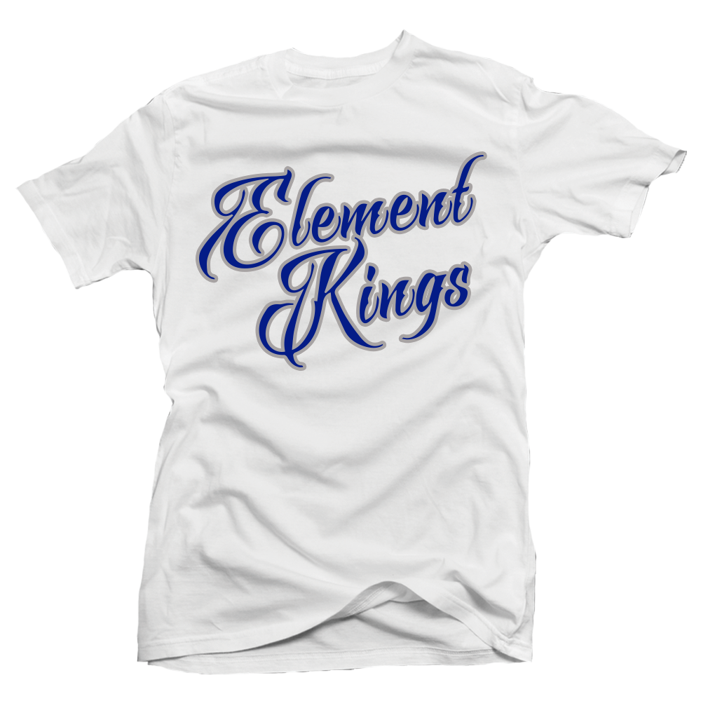 Element Kings Blue Script/Grey Border White T-Shirt